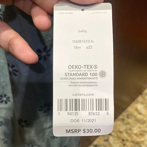 Carter's Blue Floral One Piece - 18 Months - Picture 5 of 9